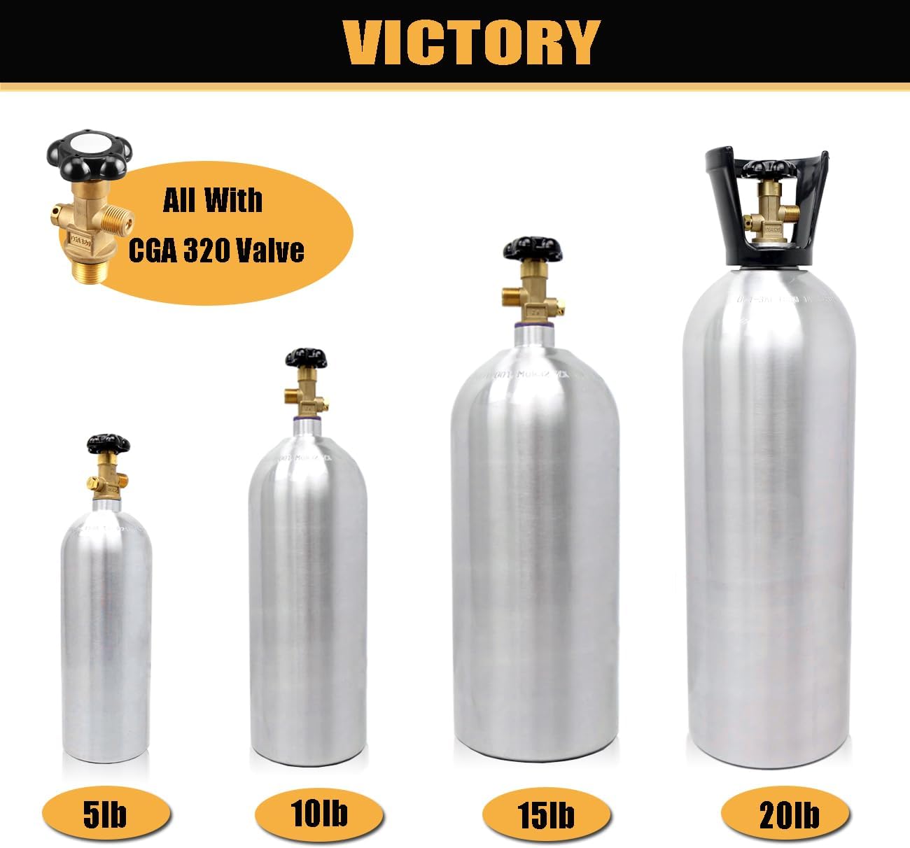 Victory 20lb CO2 Tank Aluminum Cylinder with CGA320 Valve