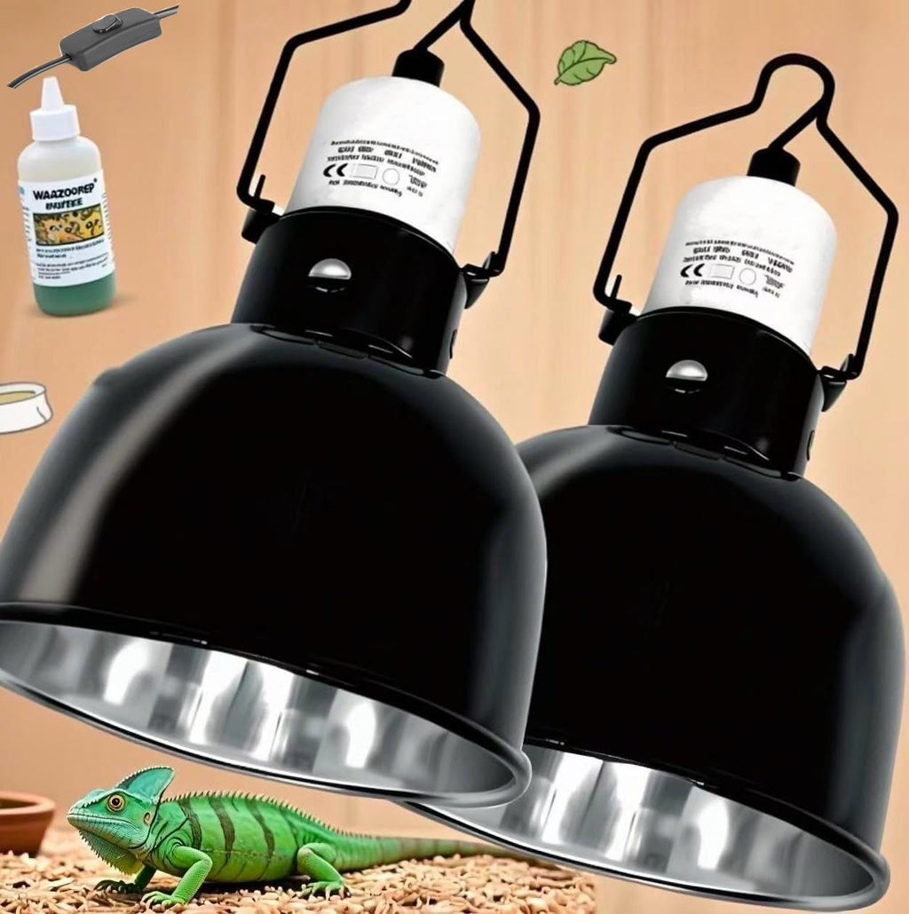 Reptile Light Fixture 2 Packs 5.5'' – Dual Use Dome Lamp with Ceramic Socket for Heat Emitter & Basking Bulbs – Ideal for Bearded Dragon, Snake, Chameleon,Snake Turtle Terrariums