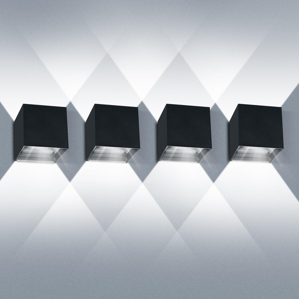 ledmo Modern Sconce Wall Light Up Down, Outdoor Adjustable 20W 6500K Porch Lights, IP65 Exterior and Interior Aluminum Wall Pack Light, 1800LM Square for Garage, Garden, Staircase, Courtyard, 4 Pack