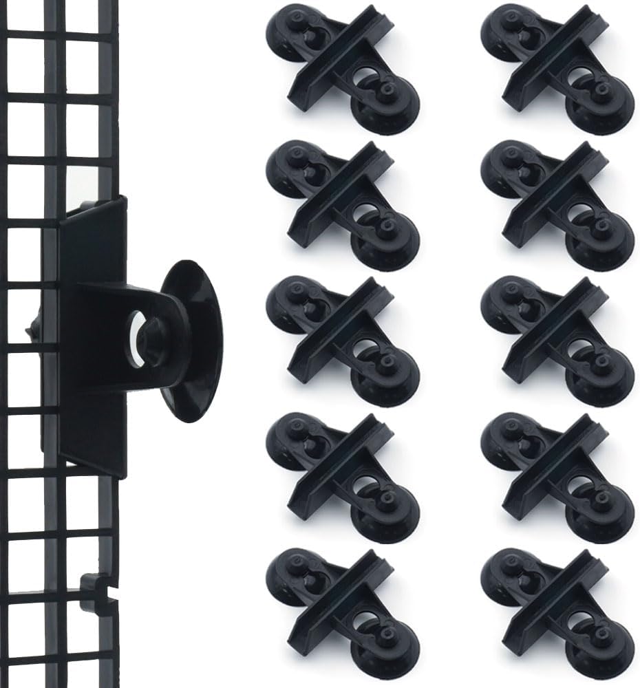 LINLAN 10 Pieces Aquarium Divider Suction Cup Clips, Glass Fixing Clips, Plastic Mesh Board Isolation Holders for Fish Tank (Black)