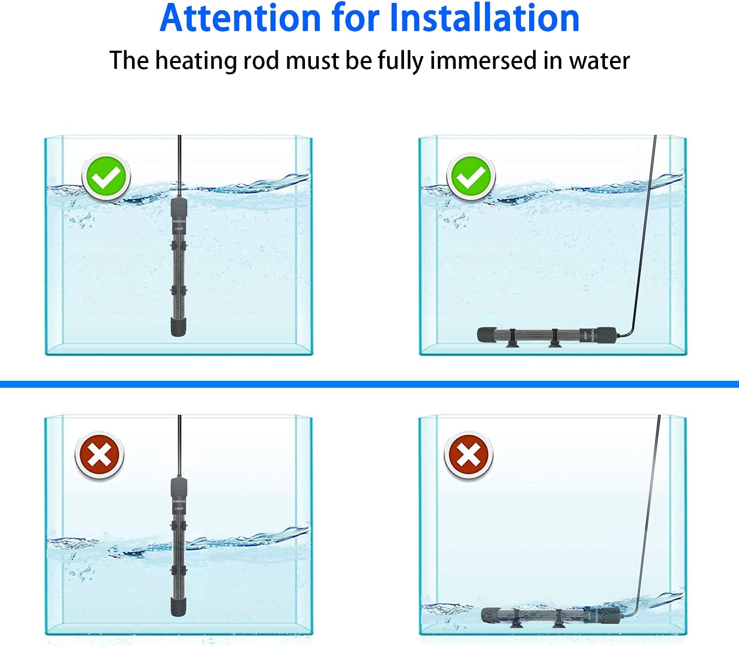 Adjustable Mini Aquarium Heater3-5 Gallons Submersible Small Fish Tank Heater 25W Digital Display Thermostat External Temperature Controller (25W)