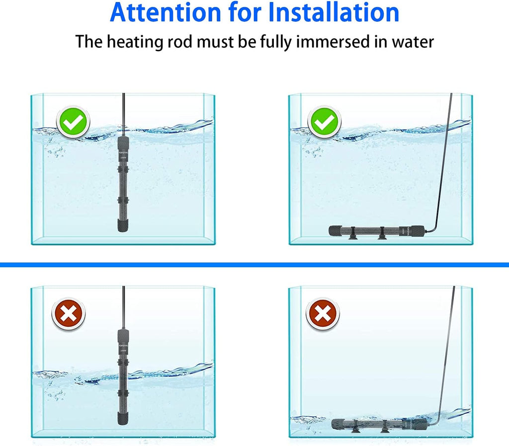 Adjustable Mini Aquarium Heater 10-20 Gallons Submersible Small Fish Tank Heater 100W Digital Display Thermostat External Temperature Controller (100W)