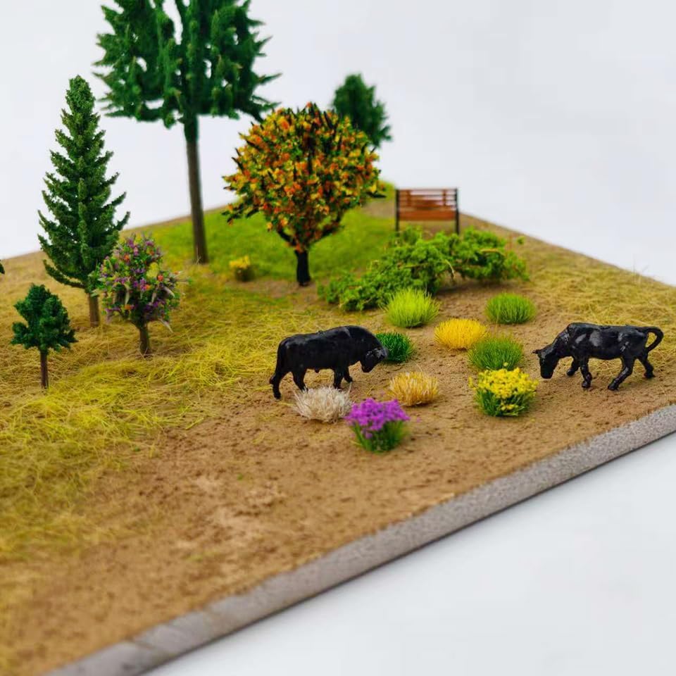 126 Pcs Static Grass Bushy Tufts Lowland Miniature Shrubs Bushes Terrain Model Kit for Train Landscape Railroad Scenery Sand Military Layout Model Miniature Bases and Dioramas