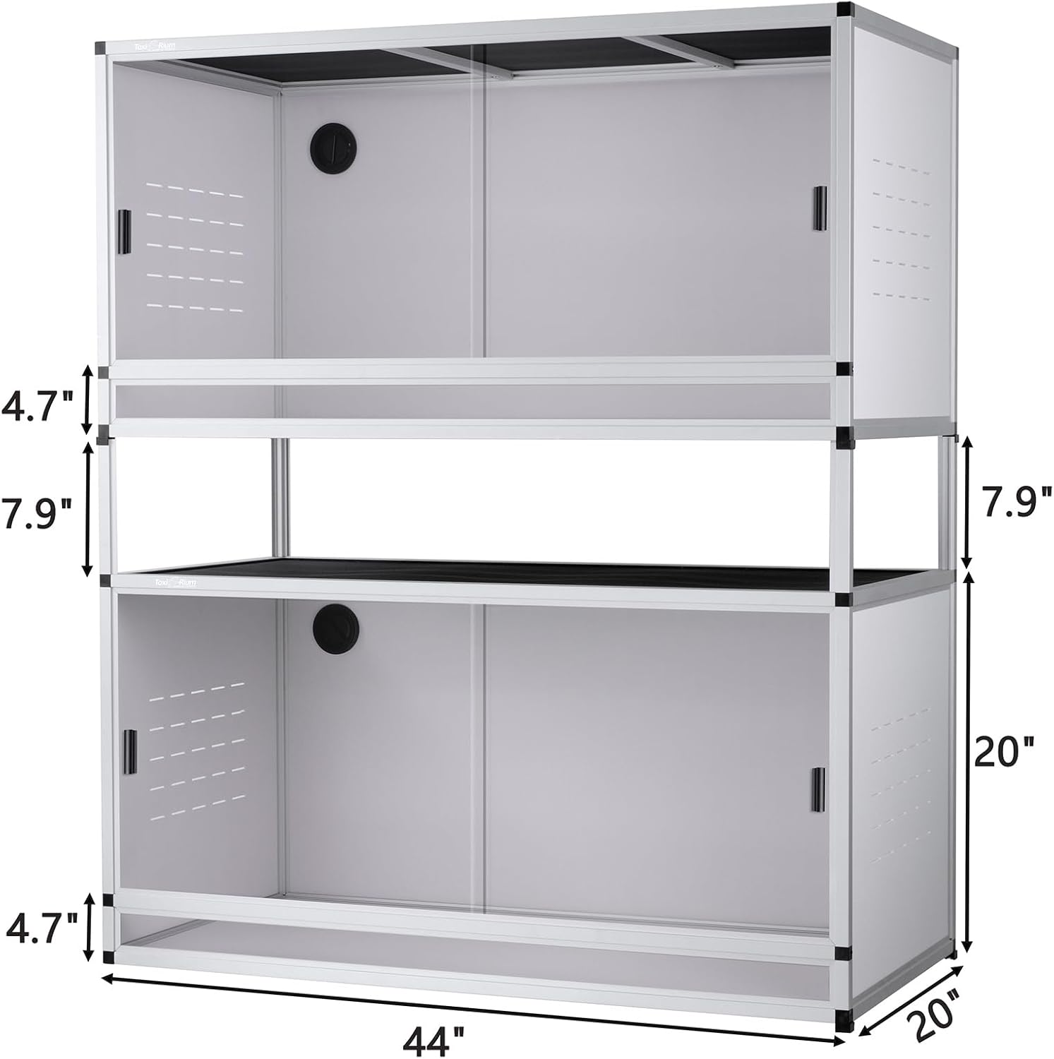 PVC Reptile Terrarium 44''x20''x20''Stackable Space Efficient ToxiRium Large Reptile Terrarium 76 Gallons for Bearded Dragon Gecko Lizard Snake,Vivarium with Sliding Doors Lock-2pcs with spacers