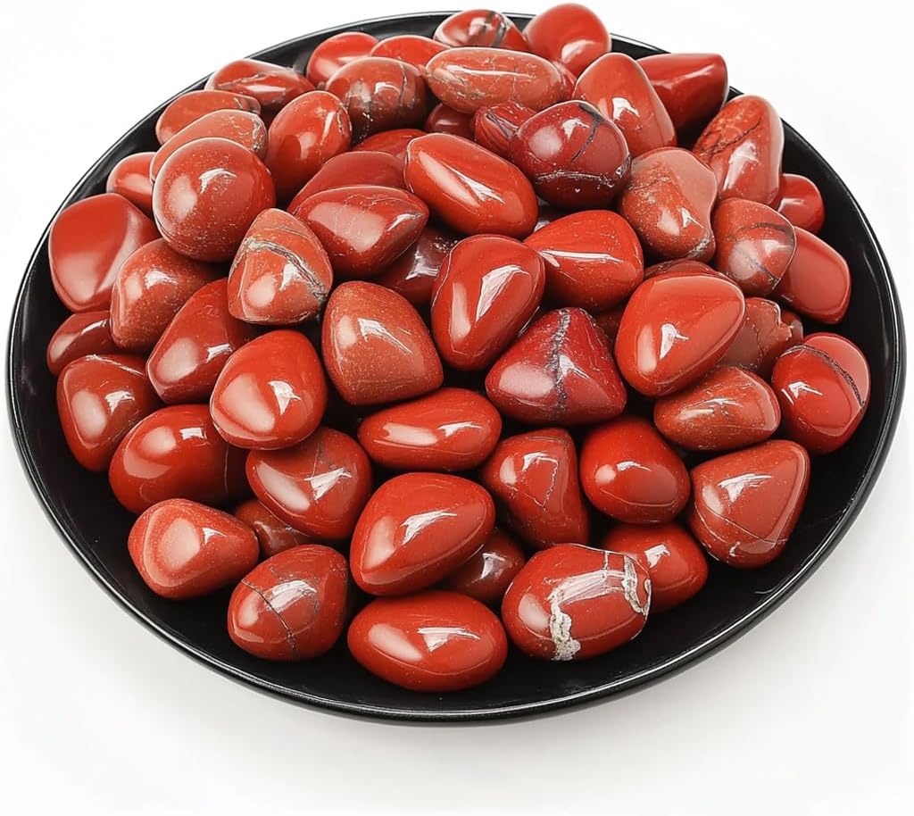 Polished Red Jasper Crystal Stone Set - 72 Pcs, 0.5" 10 oz Handpicked Tumbled Gemstones Rocks, Pebbles for Reiki, Chakra, Healing