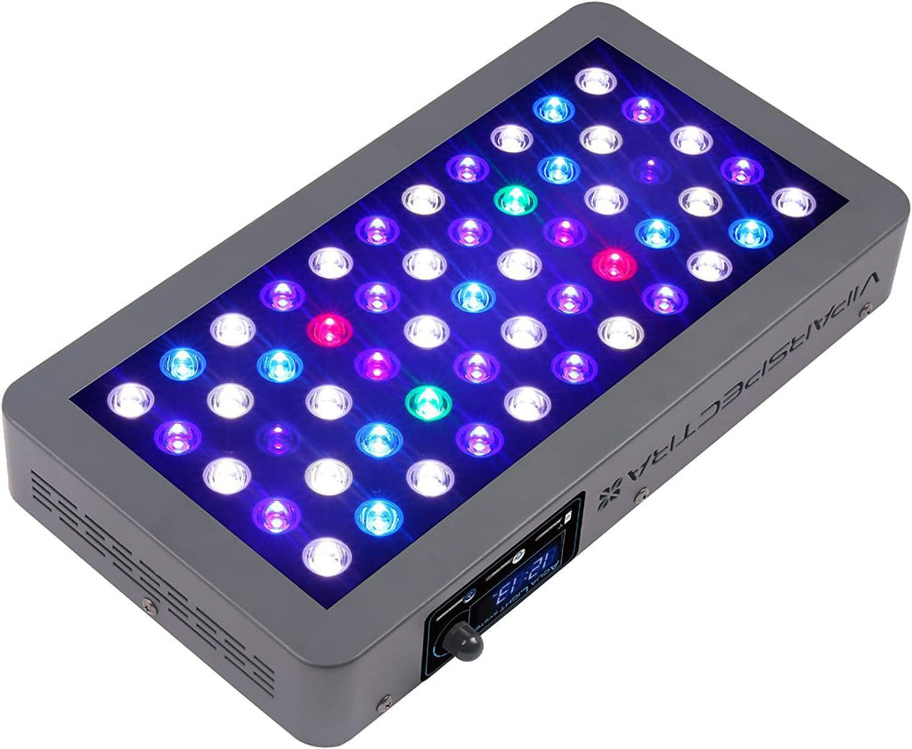 VIPARSPECTRA 165W LED Aquarium Light Dimmable Full Spectrum LED Reef Lights for Coral Saltwater Fish Tank, Remote/Timer Control, Programmable Auto On/Off, Blue/White Dual Channel Brightness 0-100%