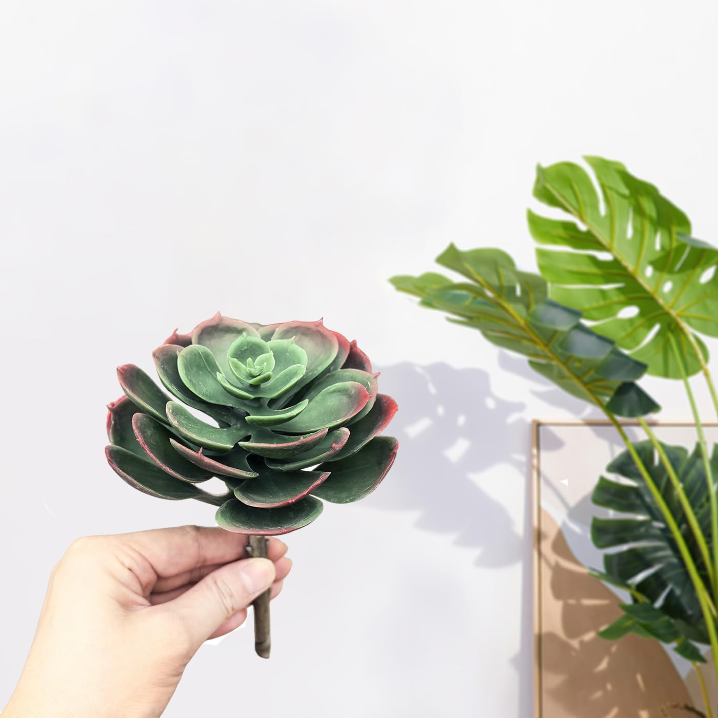 2Pcs Artificial Succulent Plants, Lotus Flower Realistic Fake Succulents, Fake Plant for Garden Arrangement Decor, Autumn