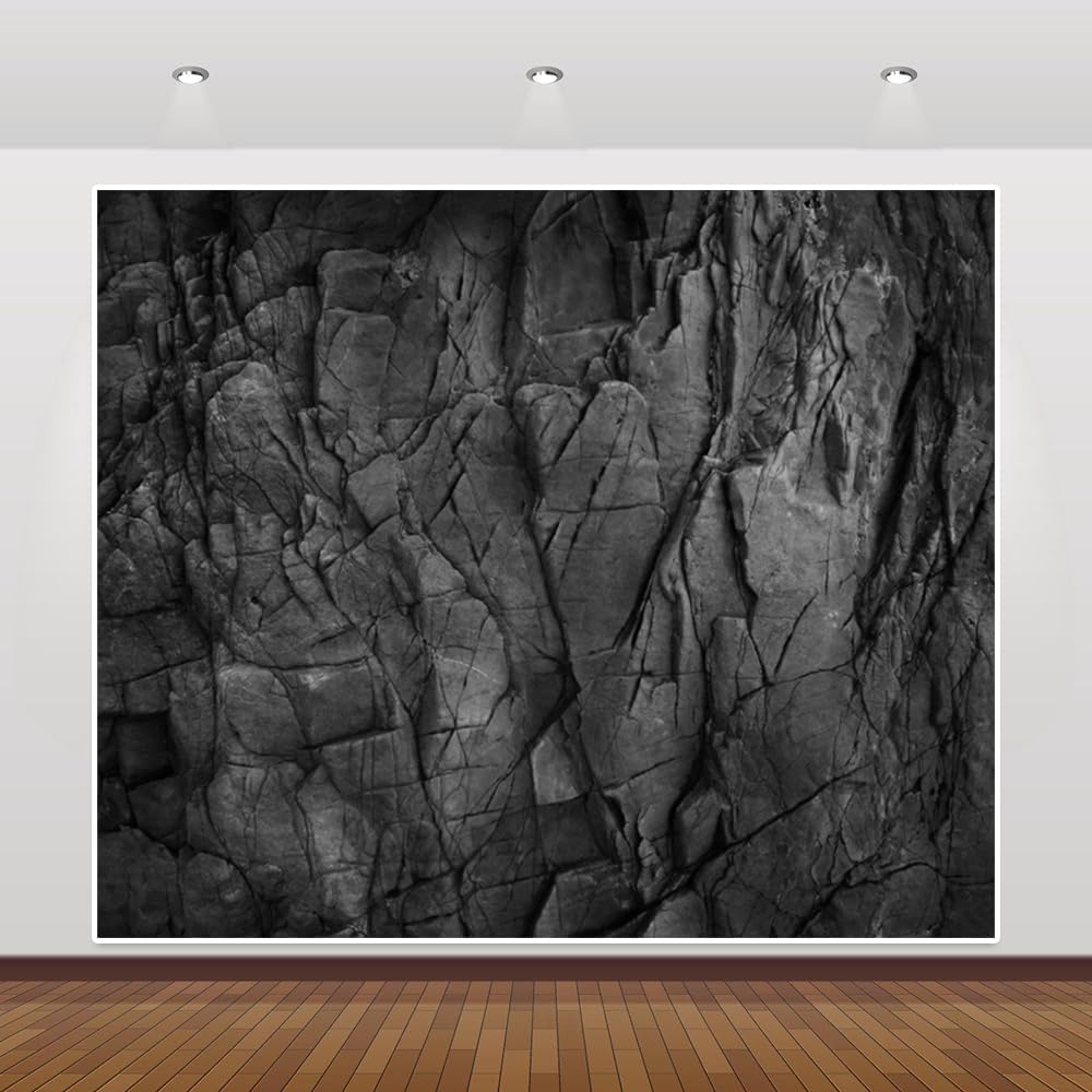 Black Stone Brick Wall Backdrop 10x8ft Vintage Stone Brick Photography Backdrop Baby Shower Birthday Party Theme Background Kids Adults Portrait Photo Backdrop Decoration Photo Booth Studio Prop