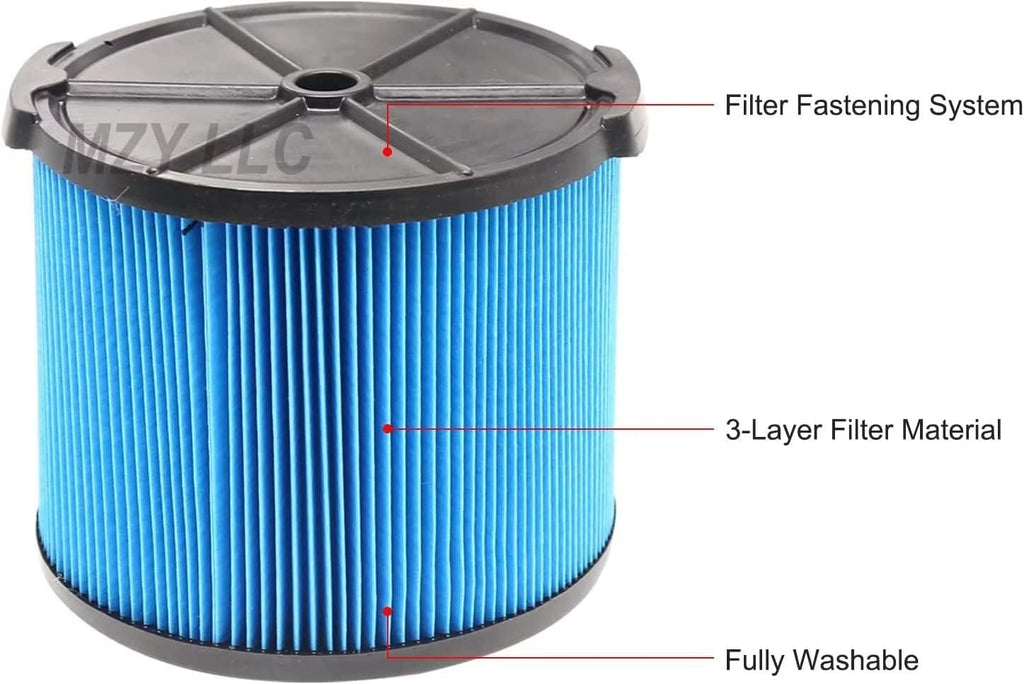 2 Pack VF3500 Filter Replacement for Ridgid Portable Vac 3-4.5 Gallon Wet Dry Vacuums + 4 Pack VF3501 Filter Bags (6 Pack)