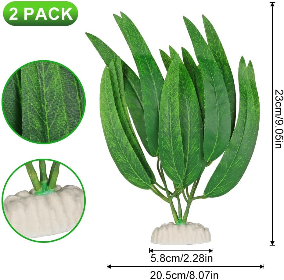 BEGONDIS 2Pcs Artificial Aquatic Plants Set - Lifelike Silk Fabric Leaves for Aquarium Decoration, Easy to Maintain, Vibrant Underwater Garden (Green)
