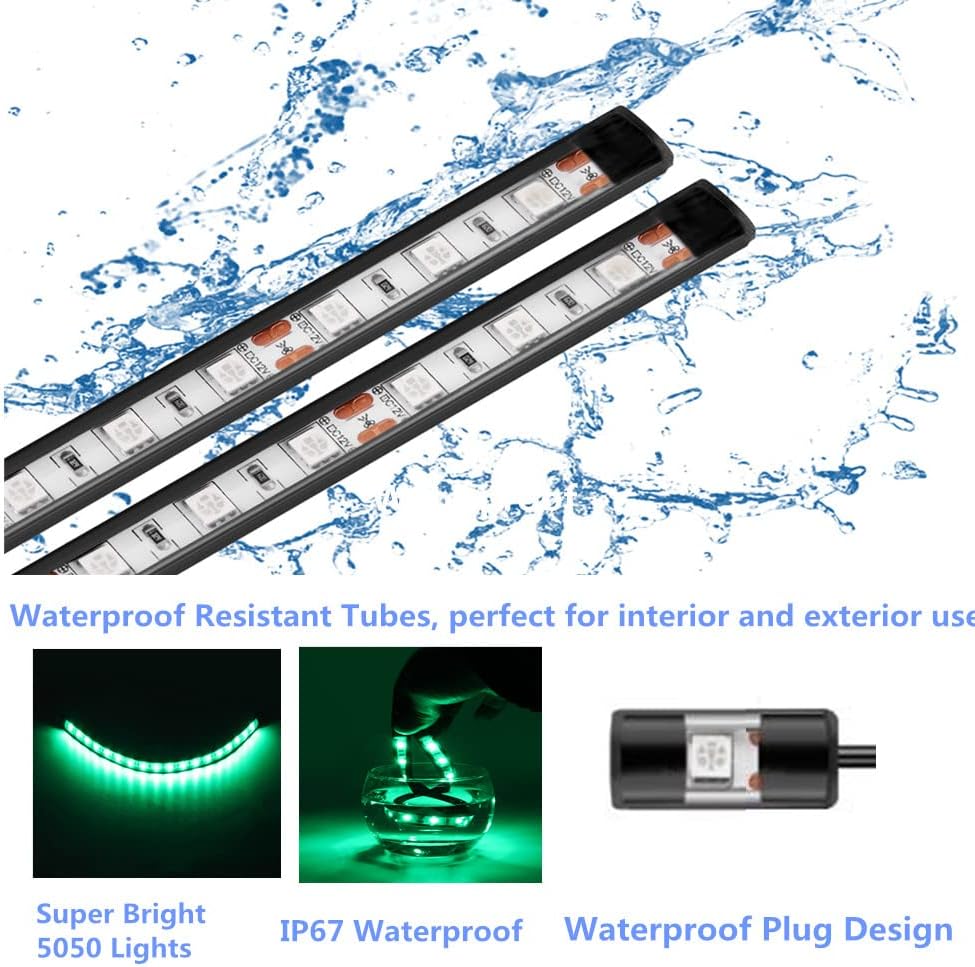 Boat Led Strip Lights, 4 Pcs 24'' Marine Interior Courtesy Deck Navigation Lights, Super Bright Waterproof Marine Led Lights Strip for 12V Pontoon Fishing Boat Yacht Kayak Sailboat (Green)
