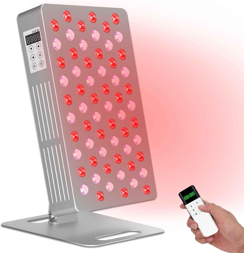 Red Light Therapy for Body & Face - 630nm 660nm 810nm 850nm 940nm 5 Wavelengths Infrared Red Light Therapy Panel Skin, Muscles & Recovery – 63 Dual Chip LED Therapy Light Device with Stand