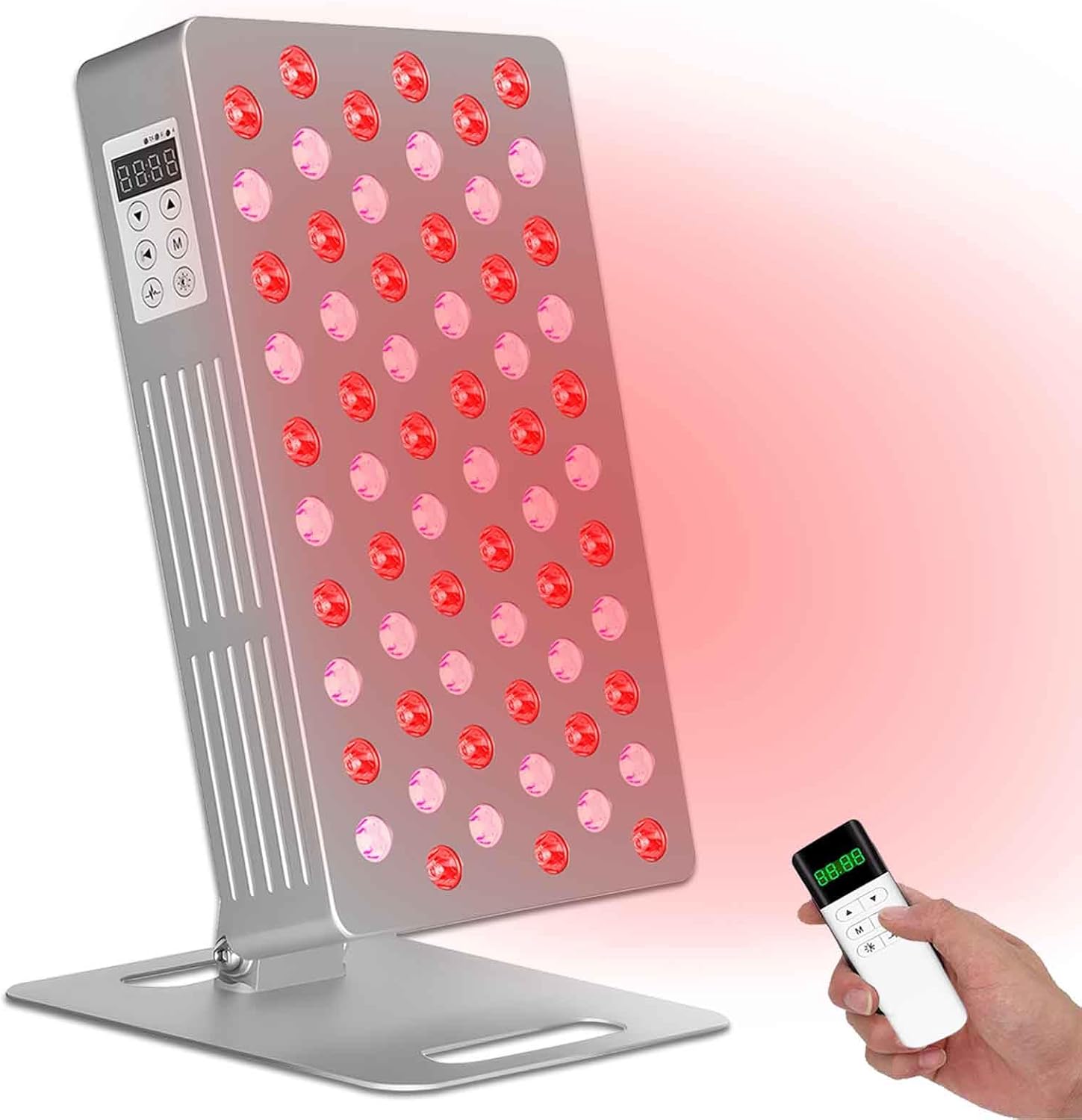 Red Light Therapy for Body & Face - 630nm 660nm 810nm 850nm 940nm 5 Wavelengths Infrared Red Light Therapy Panel Skin, Muscles & Recovery – 63 Dual Chip LED Therapy Light Device with Stand