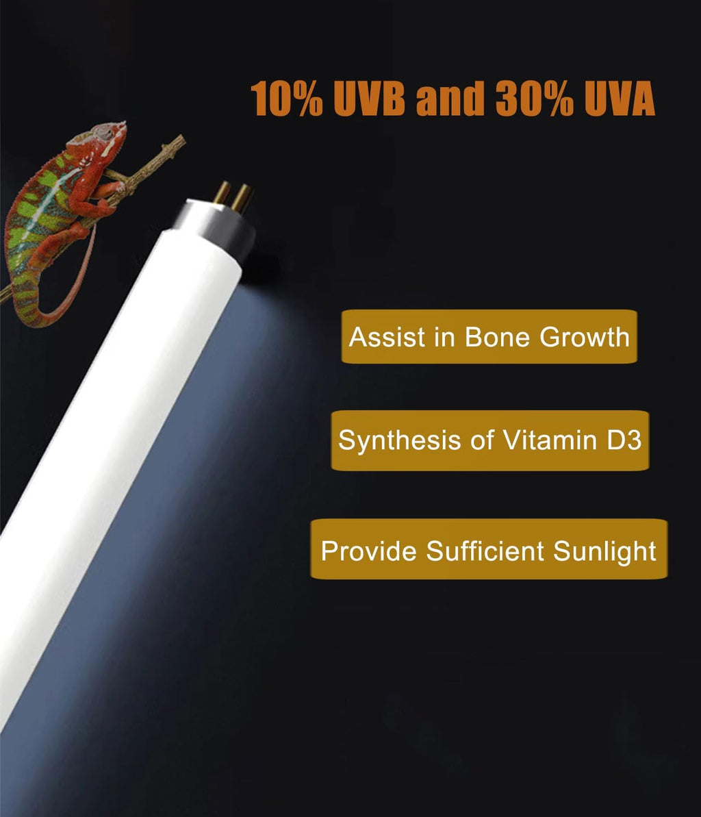 3 Pack T5 10.0 UVB Reptile Light Bulb 8W 12 Inch, UVA UVB Lamp for Bearded Dragons, Chameleons, Turtles, Tortoises, Lizards - Desert & Tropical Reptiles