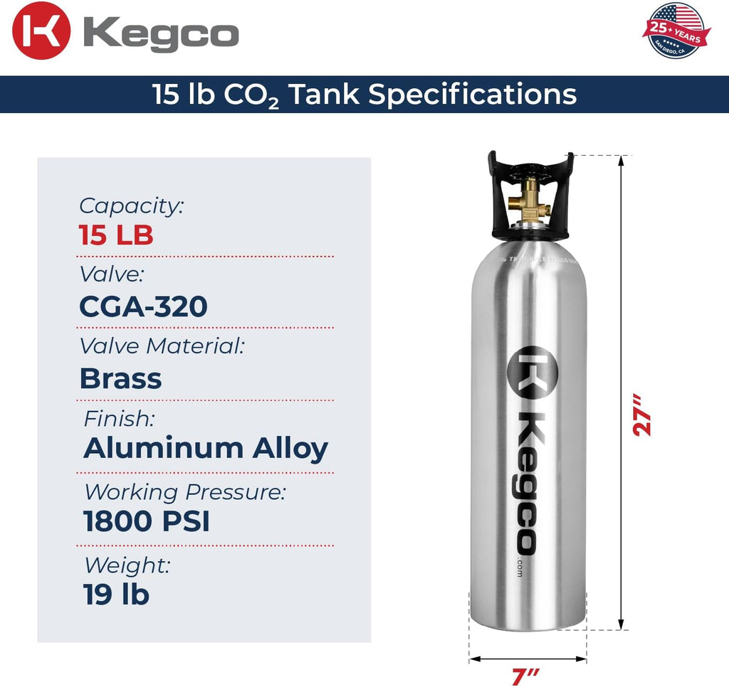 Kegco 15 lb. Aluminum Tank Co2 Cylinder