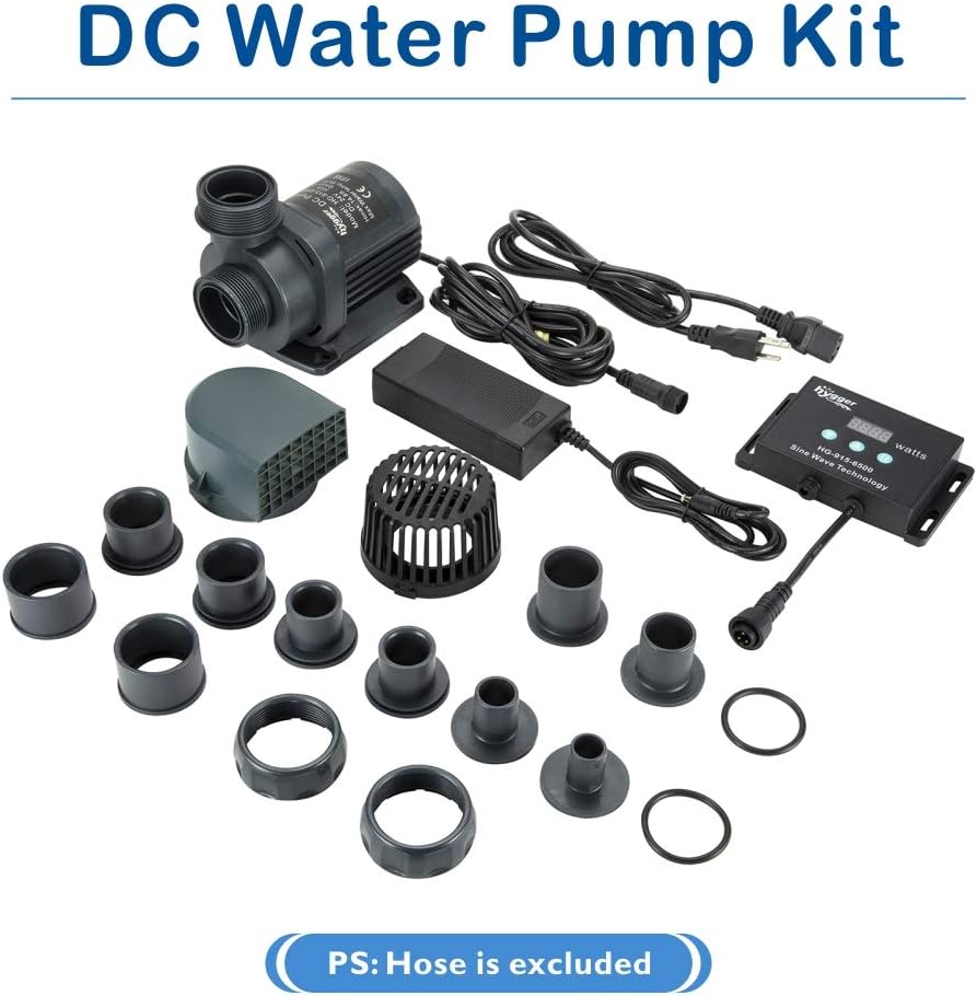 hygger 24V DC Water Pump Inline Submersible Saltwater Aquarium Pump with Controller Return Pump for Sump Tank 2650 GPH