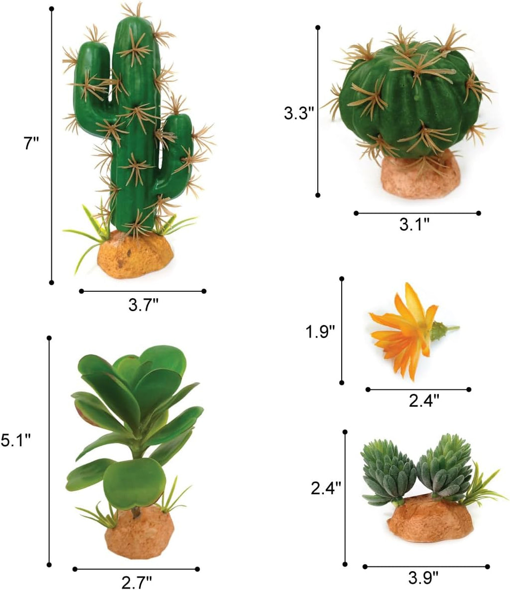 Fake Reptile Plants, Desert Reptile Plants Succulent kit, Reptile Terrarium Decorative, 4 Pcs, Faux Cactus Plants for Bearded Dragon Tank Decor, Cactus Terrarium Decor