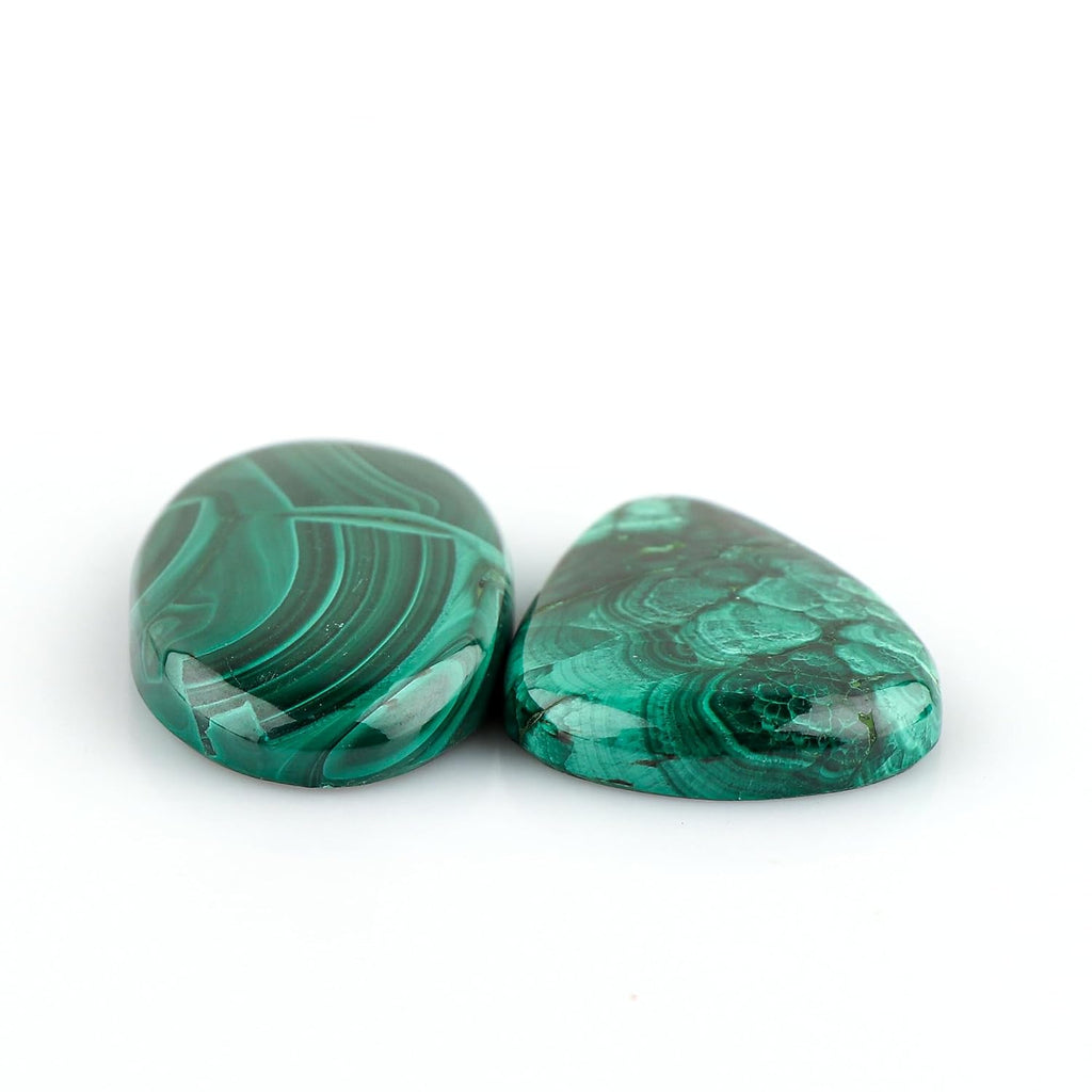 CRYSTALIS 2pcs, 30mm+ Natural Malachite Loose Gemstone Wholesale Bulk Cabochons Jewelry Making Supply, Chakra Healing Polished Stones, Wire Wrapping, DIY, Gem Collection, Mix-Shape
