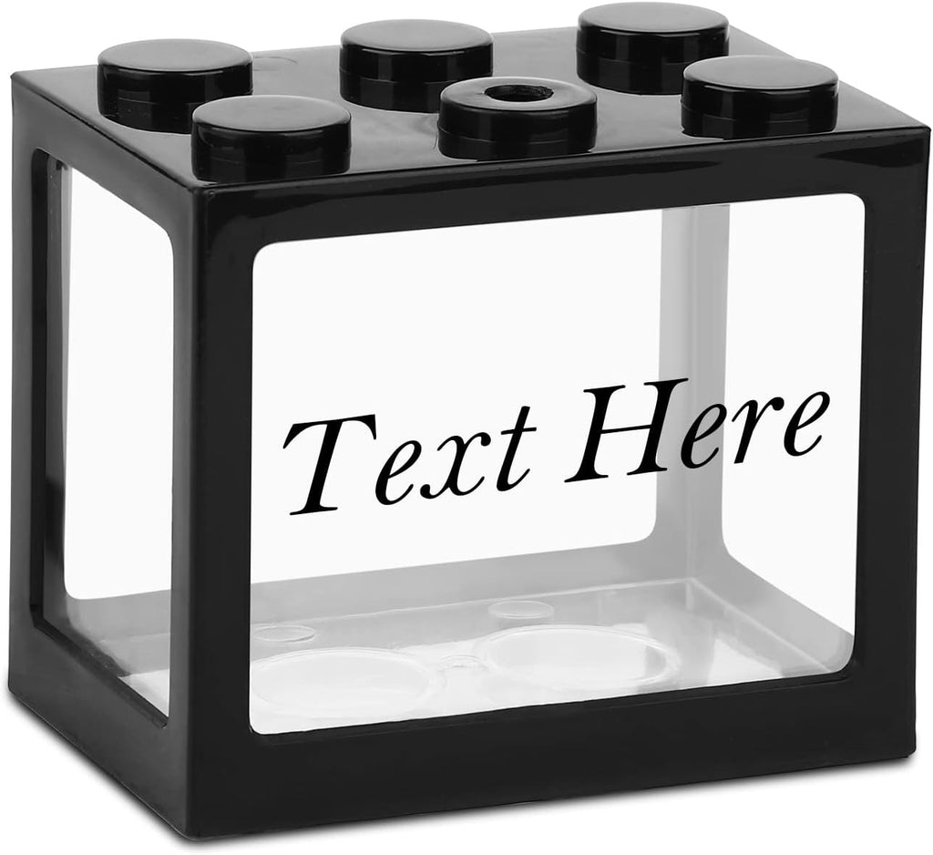 Custom Personalized Acrylic Fish Tank 3x4x5 Inch with Led Lighting (Black)