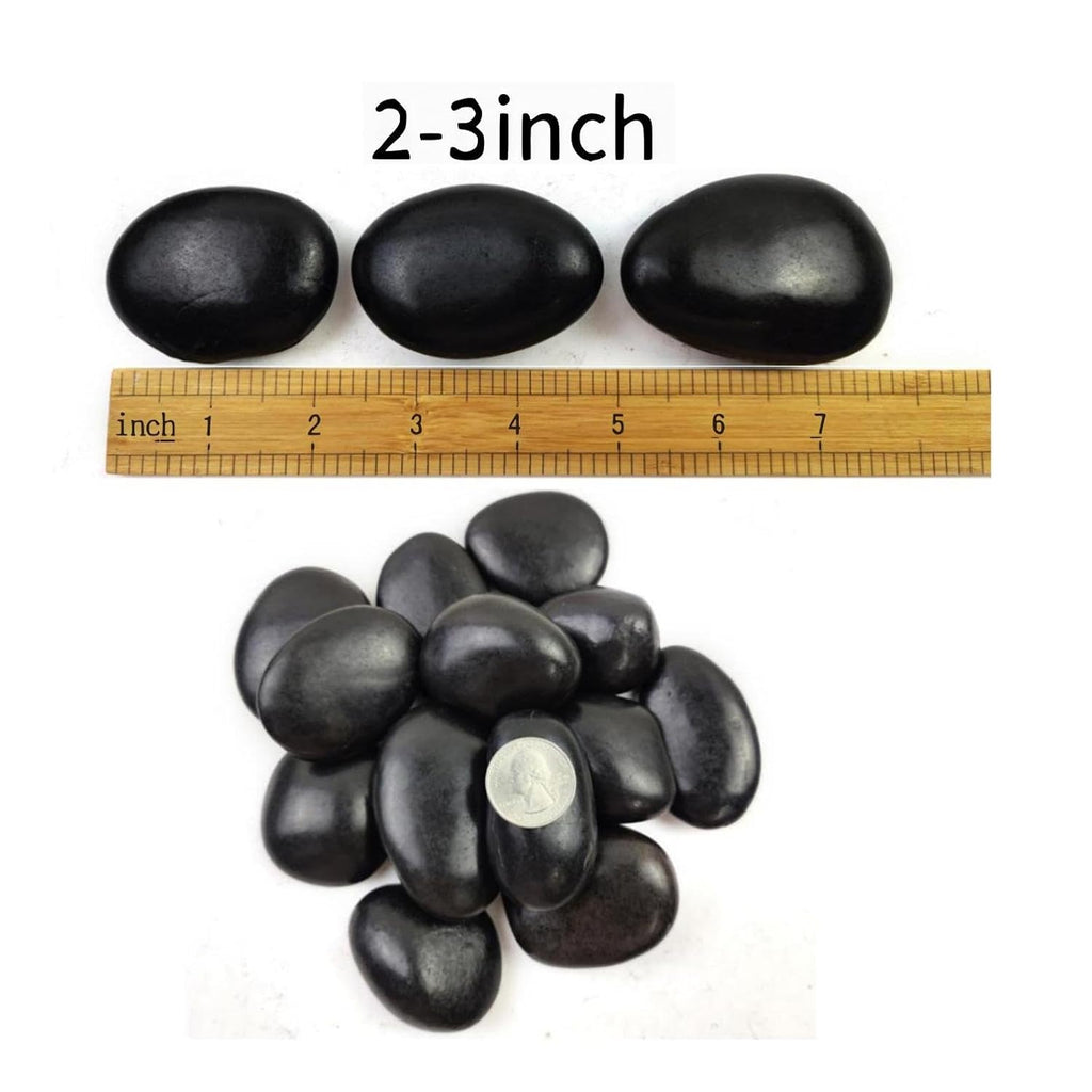 Natural Black River Rocks - 2-3 inch 5LB High Polished Decorative Pebbles, Black Stones for Landscaping, Natural River Rocks for Outdoor Décor, Polished Pebbles for Plants.