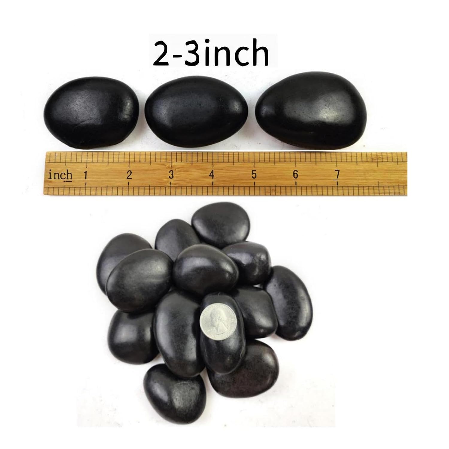Natural Black River Rocks - 2-3 inch 5LB High Polished Decorative Pebbles, Black Stones for Landscaping, Natural River Rocks for Outdoor Décor, Polished Pebbles for Plants.