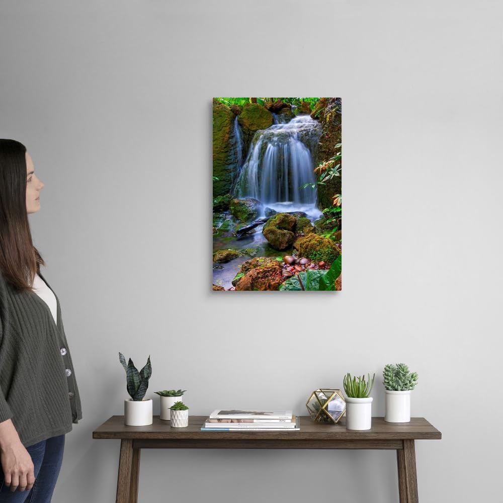 CANVAS ON DEMAND Waterfall in Tropical Rainforest of Fairchild Tropical Gardens, Canvas Wall Art Print, Home Decor, Floral, Flowers, Nature Artwork, 16" x24in