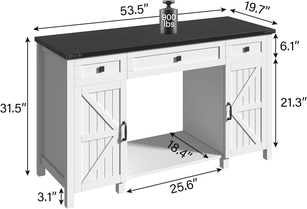 Farmhouse 55-75 Gallon Fish Tank Stand with Power Outlet, Aquarium Stand with 2 Drawers and Adjustable Shelves, Heavy Duty Reptile Tank Stand for 2 Fish Tank/Turtle Tank/Reptile Terrarium
