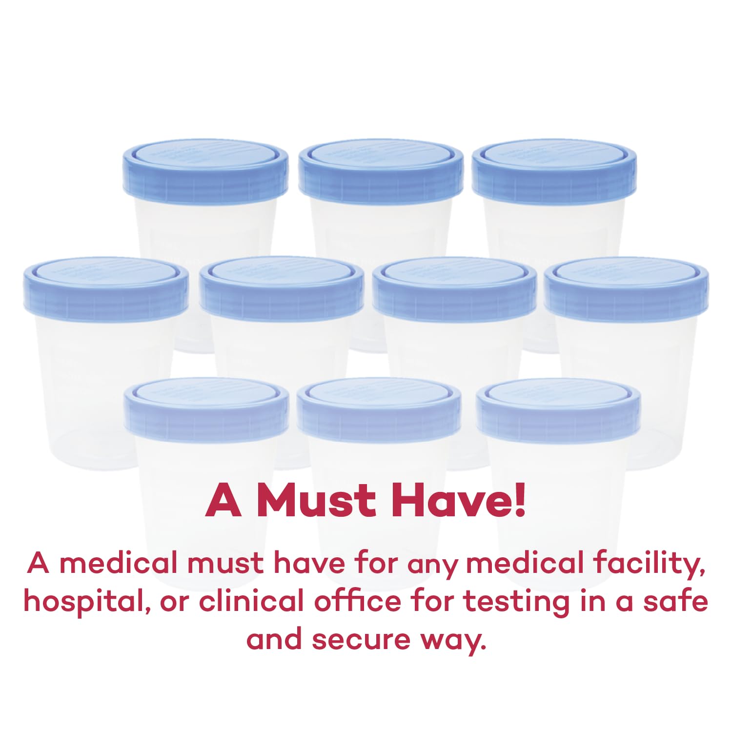 Dealmed Non-Sterile Specimen Containers – Single Use Urine Specimen Cups, Screw on Leak Resistant Lid, 4 oz, 500 Count