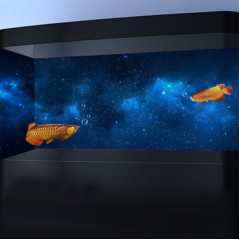 48X20IN Starry Aquarium Background, Art Starry Fish Tank Decorations Background, with 8 EVA Double-Sided Tape