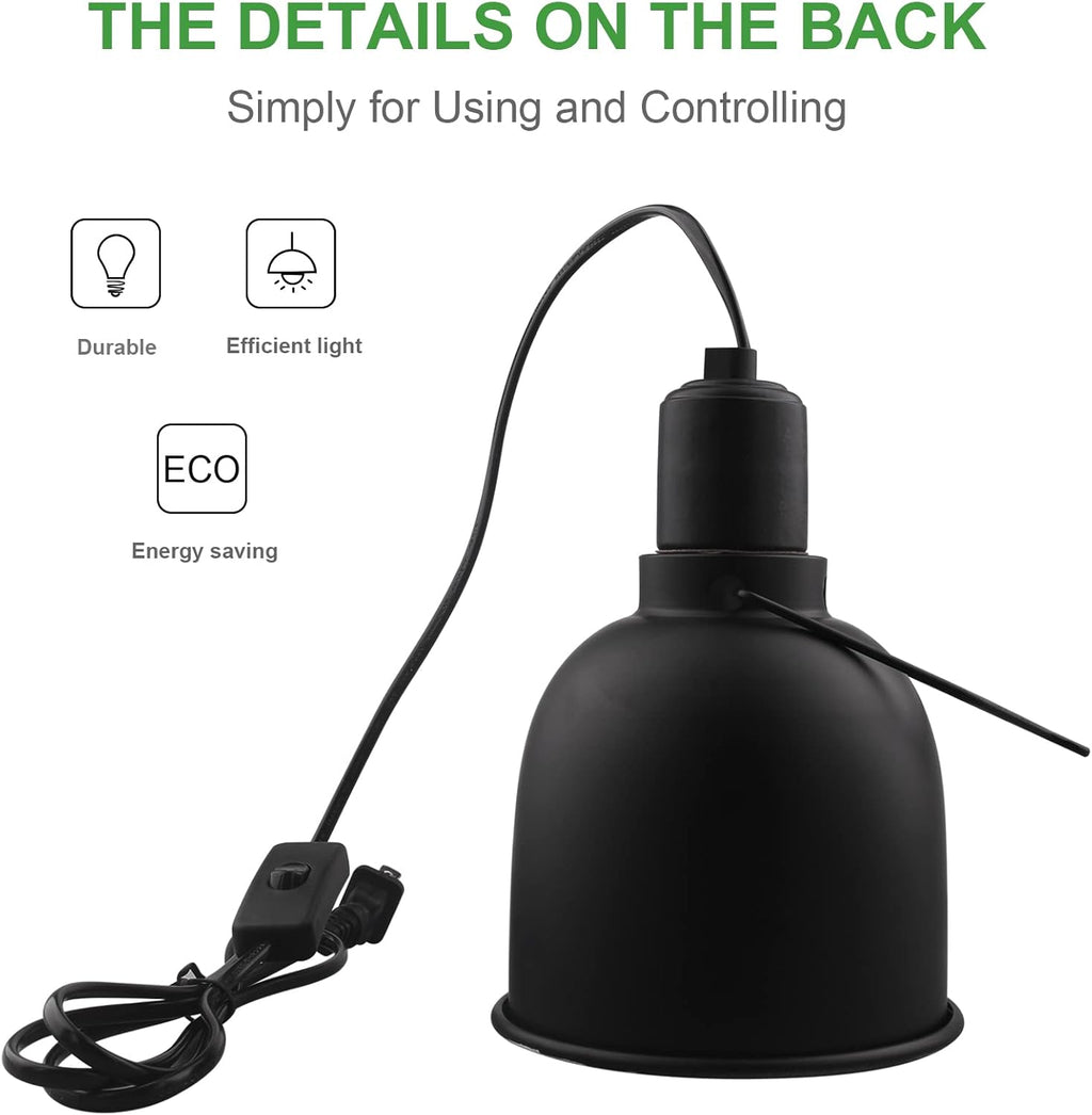 Aiicioo Reptile Light Fixture - Deep Light Dome 5.5Inch UVB Reptile Heat Lamp Reptile Light Fixture Max 100W Tortoise Leopard Gecko Snake Bearded Dragon