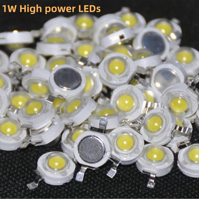 60pcs 3V-3.4V 1W High Power LED Full Spectrum Aquarium Lights, Super Bright White, 0.55 inch, Low Degradation