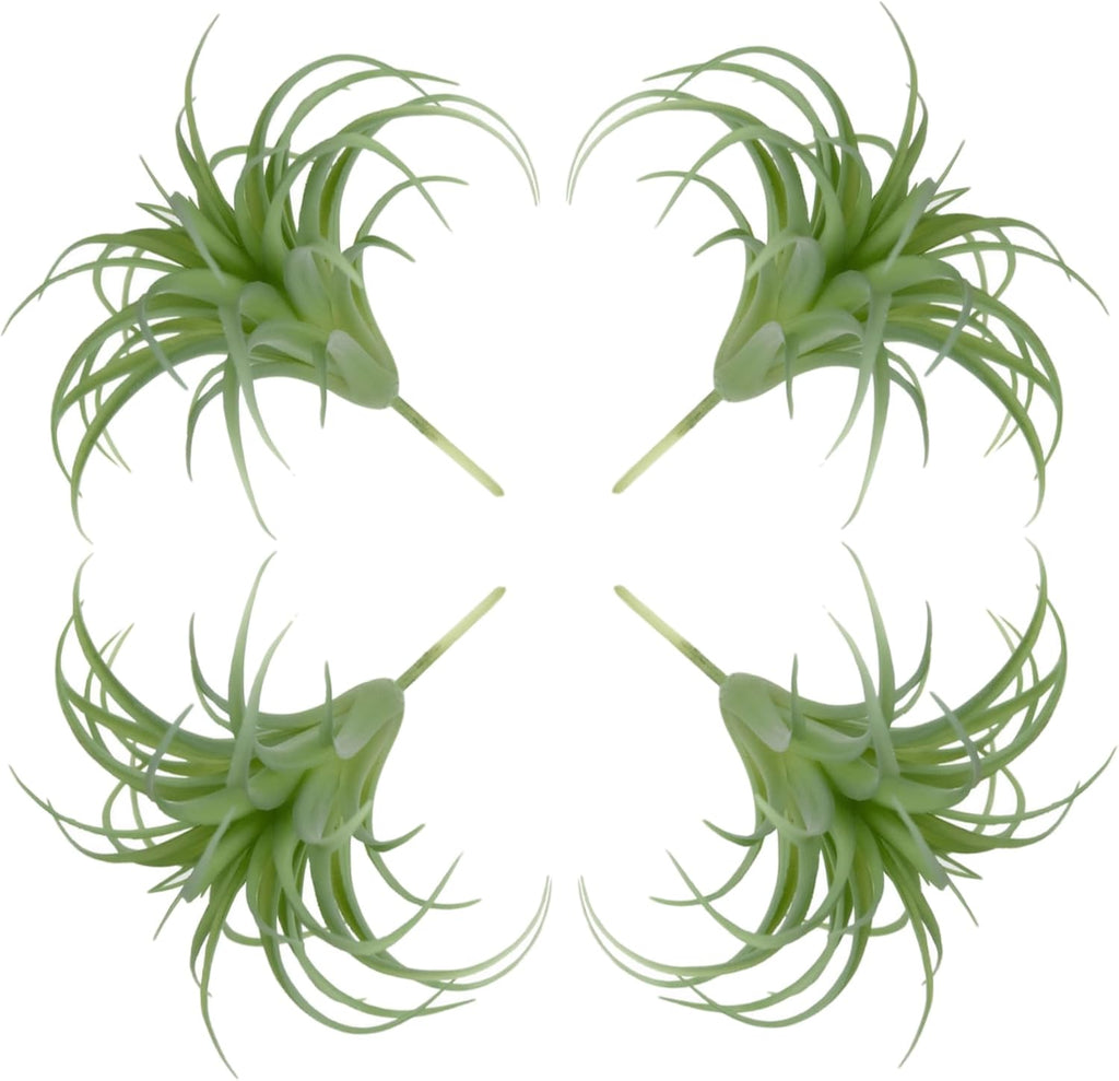 Artificial Air Plants 4Pcs 6x5 Realistic Air Plants PE Artificial Succulents Low Maintenance Tillandsia DIY Faux Greenery for Flower Arrangement