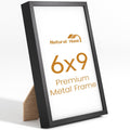 6x9 Aluminum Metal Picture Frame,Tempered Glass Black Photo Frame 6x9 for Family Photo,Posters,Art,Document to Wall Mount Horizontally or Vertically