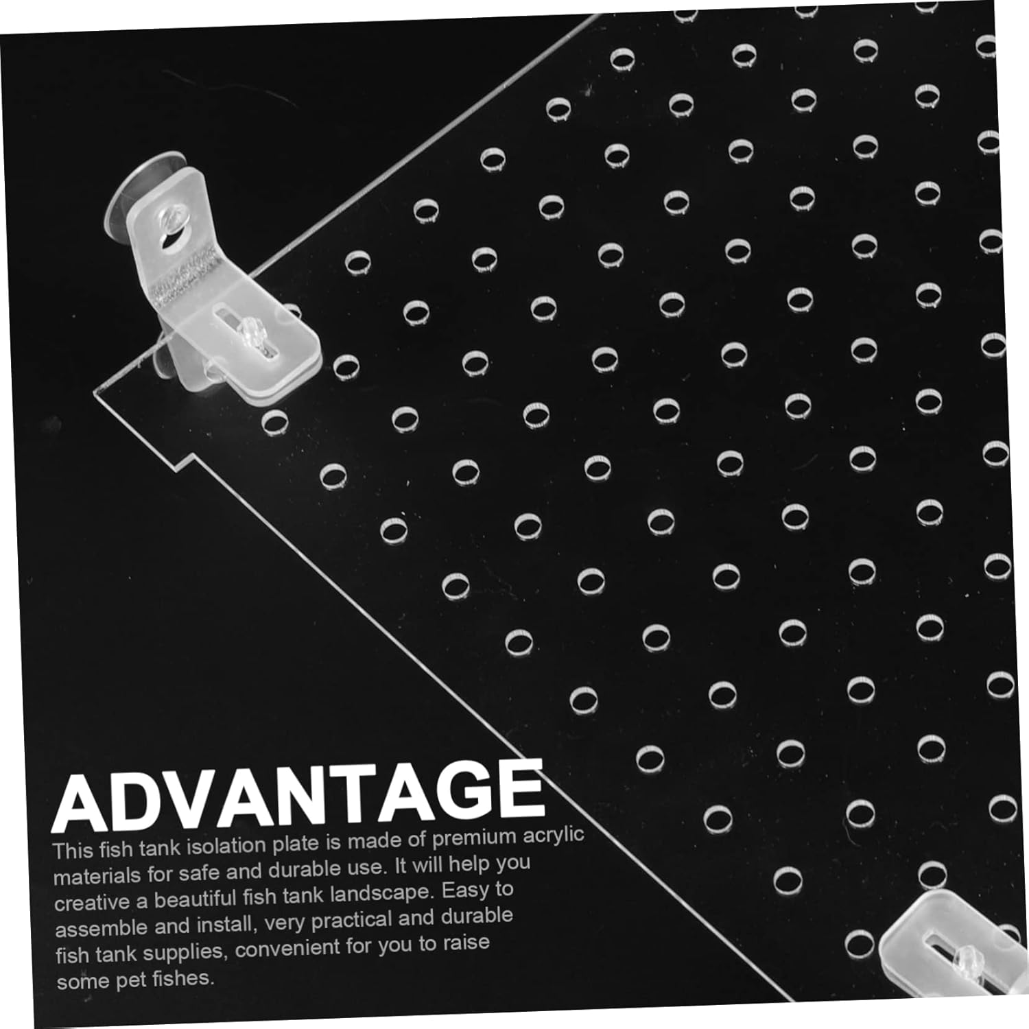 Acrylic Fish Tank Divider 11.8X9.8 Inch Clear Aquarium Separator Panel for 10-20 Gallon Tanks Transparent Isolation Board for Breeding and Tank Separation