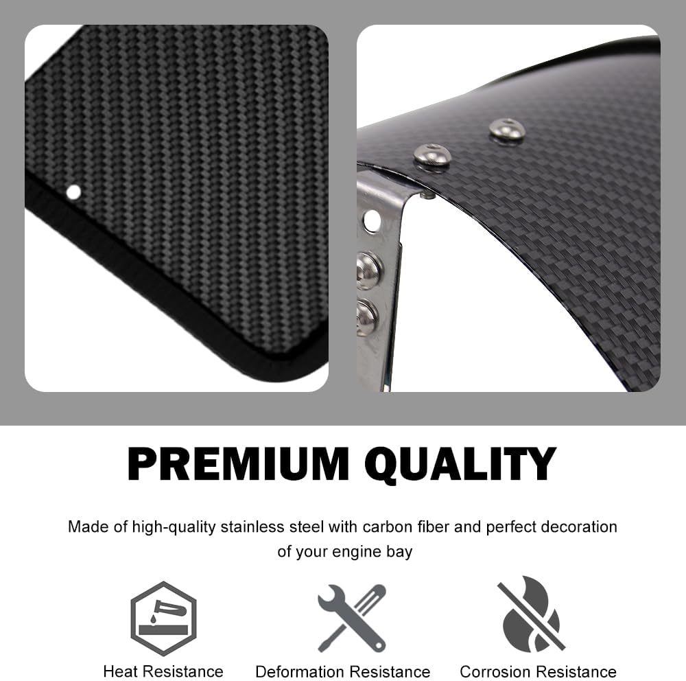 RULLINE Universal Air Intake Filter Cover Heat Shield Stainless Steel Cover Darkish Compatible with 2.5-3.5" Cone Filter with Protective Edge Design