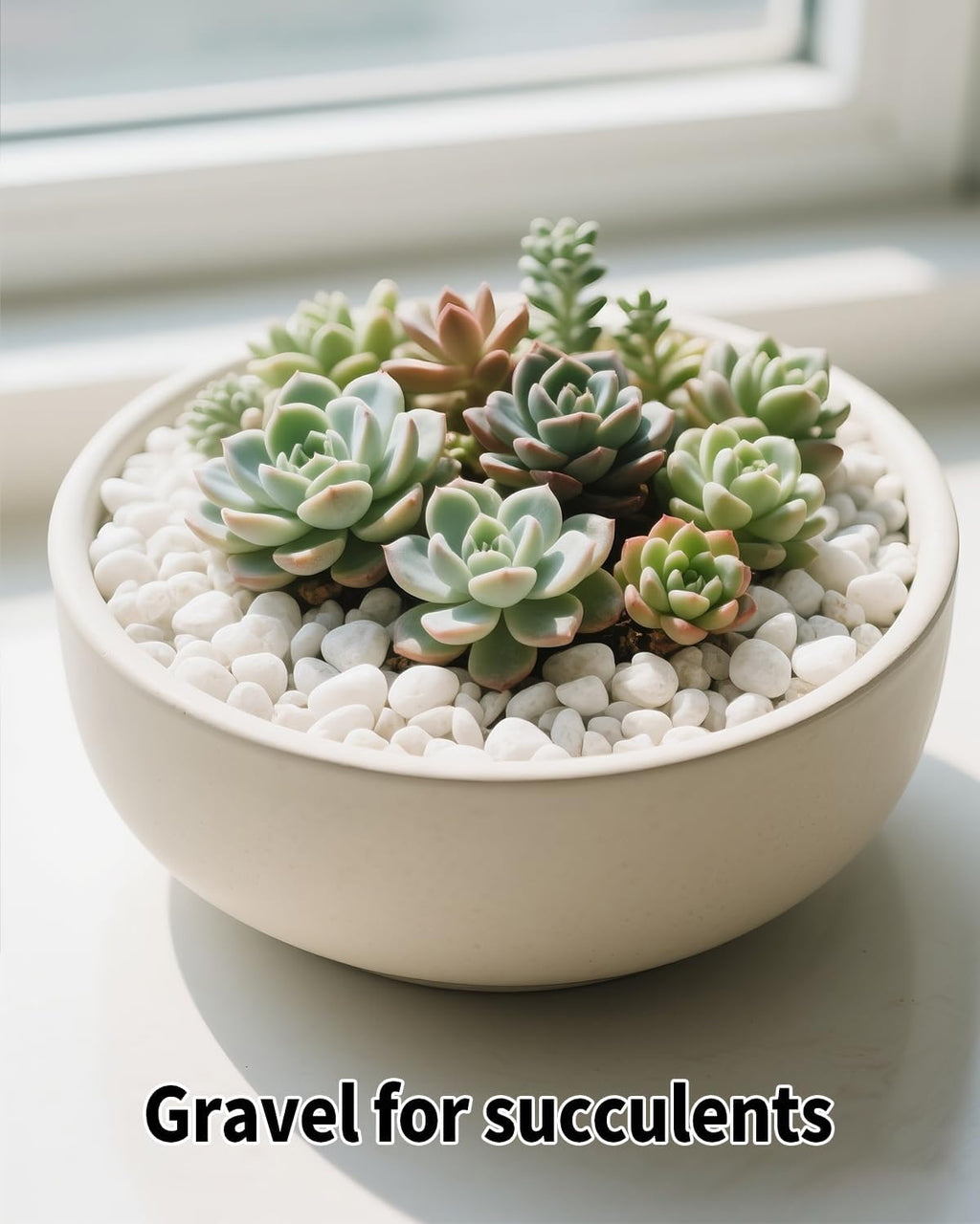 12LB White Succulent & Cactus Gravel Pebbles - 1/4-3/8 Inch Natural Polished River Rocks, Decorative Stones for Plants, Terrariums, Vases, Aquariums & Outdoor Gardening