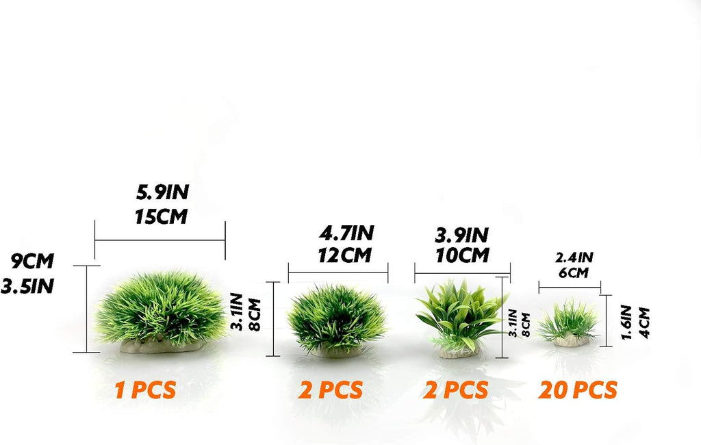 BEGONDIS Artificial Aquarium Green Water Plants Grass Ball Set 25 Pcs, Fish Tank Aquarium Decorations, Made of Soft Plastic