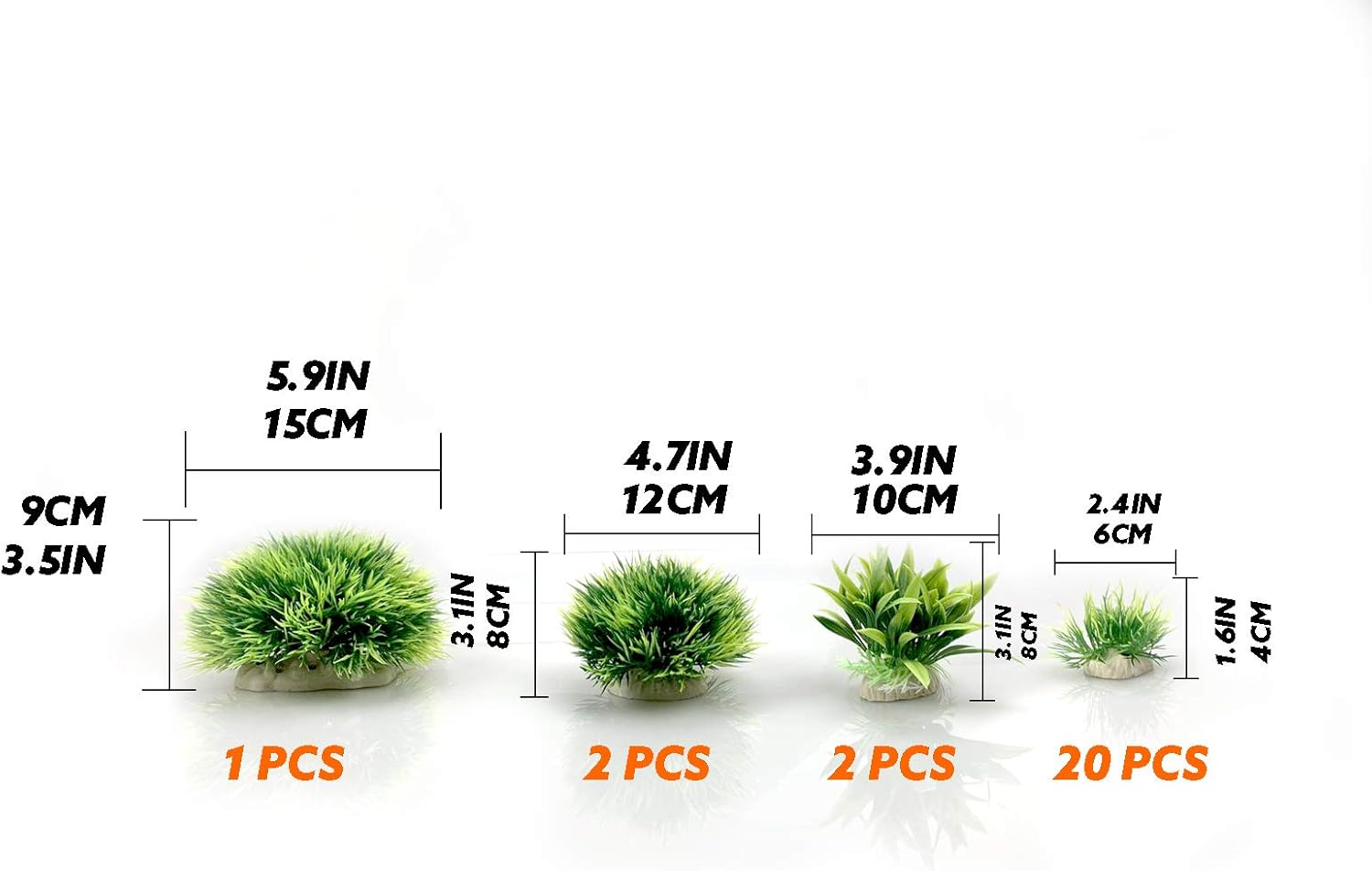 BEGONDIS Artificial Aquarium Green Water Plants Grass Ball Set 25 Pcs, Fish Tank Aquarium Decorations, Made of Soft Plastic