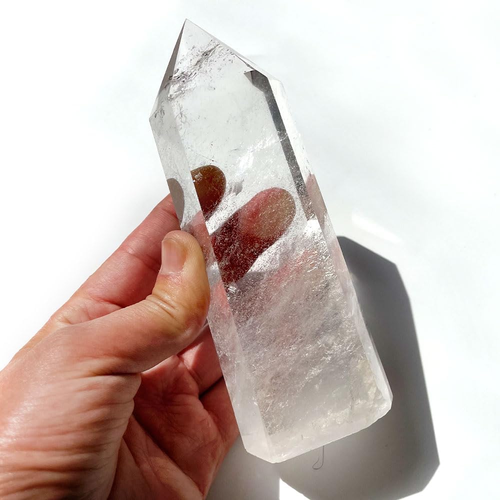Big Natural Crystal Large Clear Quartz Point Lemurian Seed Crystal Healing Obelisk Home Decor (5-6inch)