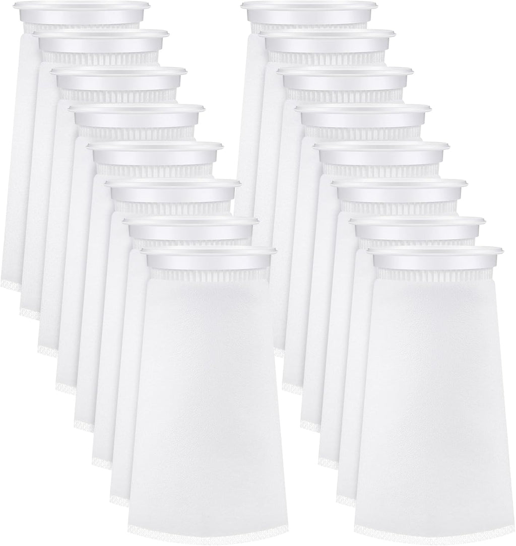 Jecery 16 Pack 4 Inch Ring Filter Socks 200 μm Aquarium Filter Bags Aquarium Socks for Tank Sump Saltwater Freshwater(9.5 × 4 inches)