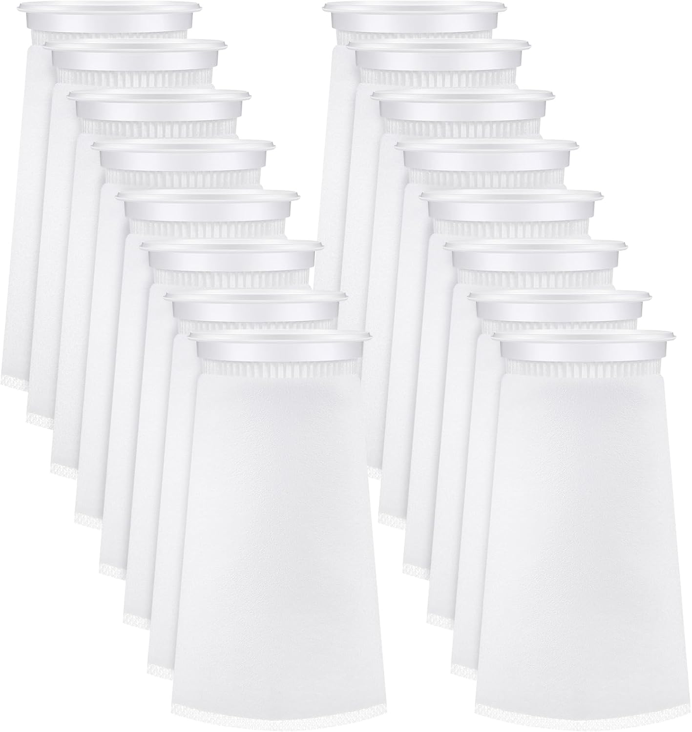 Jecery 16 Pack 4 Inch Ring Filter Socks 200 μm Aquarium Filter Bags Aquarium Socks for Tank Sump Saltwater Freshwater(9.5 × 4 inches)