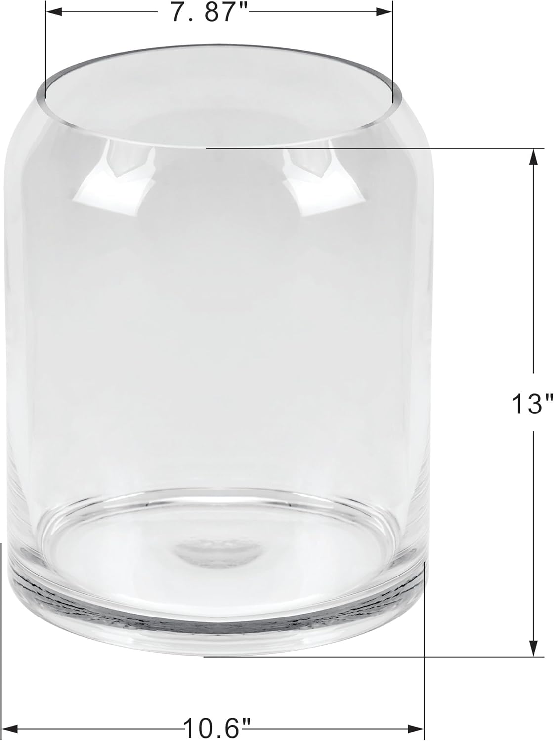13" High 10.6" Wide Large Handmade Clear Modern Glass Vase, Glass Flower Vase, Scandinavian Glass Vase, Glass Container, Glass Terrarium, Hurricane, Fish Bowl, Centerpiece (Clear, 10.6"x13")