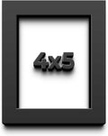 4x5 Black Shadow Box Frame - Contemporary Wood Shadow Box Complete with UV Acrylic, Foam Board Backing & Hanging Hardware