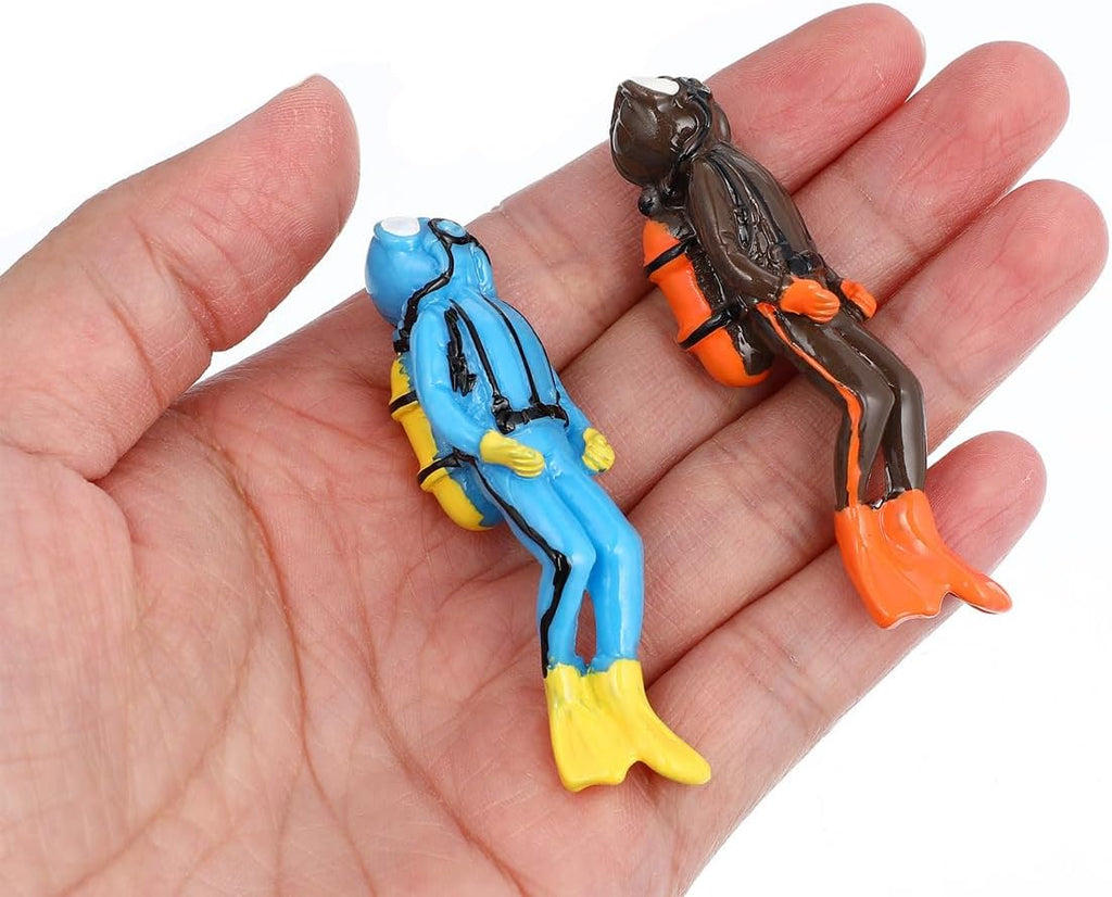 2pcs Diver Aquarium Decorations, Floating Fish Tank Decor Aquarium Diver with Floating Device Diver Figurines, Aquarium Ornament Fish Playmate Fish Tank Accessories