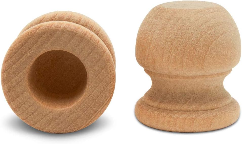 Wood Finials, 1-1/8 Inch Tall with 1/2 Inch Hole, Unfinished Wood Finials for 1/2 Inch Dowel Rods, Wood Dowel Caps for Crafts and DIY, Pack of 1000 by Woodpeckers