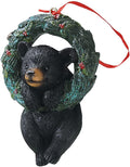 Christmas Small Animal Wreath Swing Ornament Hanging Decor for Xmas Tree Home Office Room Decoration with String (New, Black Bear)
