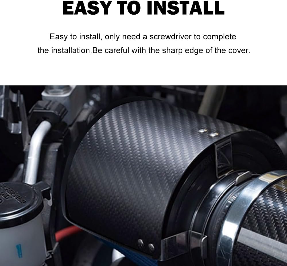 RULLINE Universal Air Intake Filter Cover Heat Shield Stainless Steel Cover Darkish Compatible with 2.5-3.5" Cone Filter with Protective Edge Design