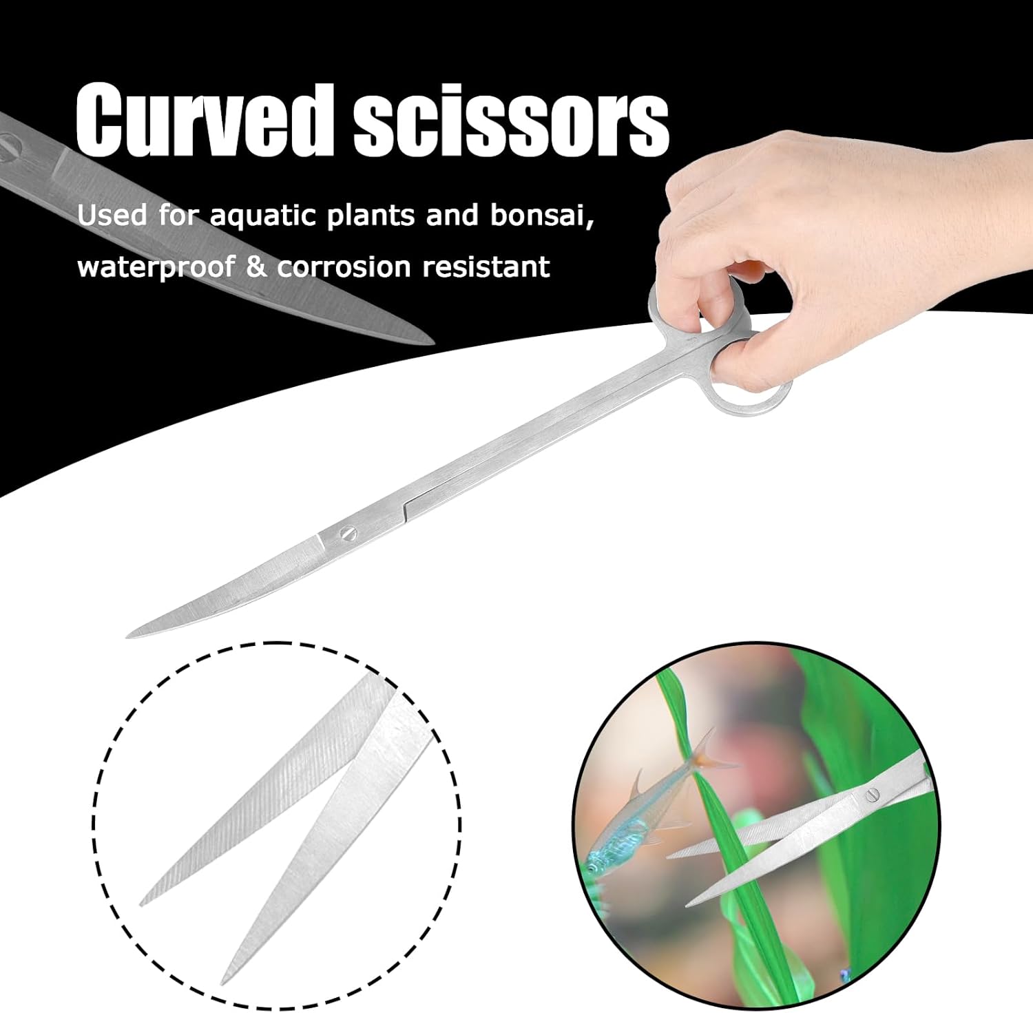 Aquarium Aquascaping Tool Stainless Steel Aquascape Tools Kit 4 in 1 Anti-Rust Fish Tank Starter Kit with Tweezers Scissors Spatula for Aquarium Plants (Silver)