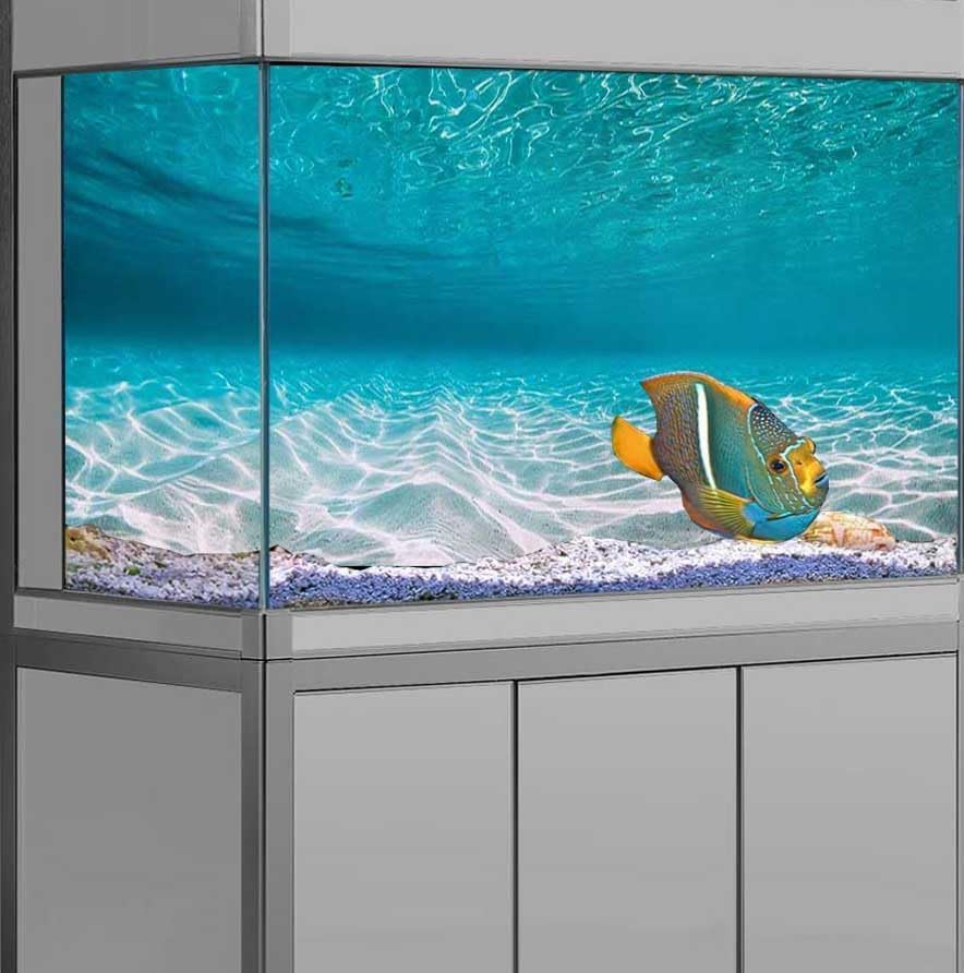 72X18IN Natural Undersea Aquarium Background, Undersea Beach Fish Tank Background, with 8 EVA Double-Sided Tape