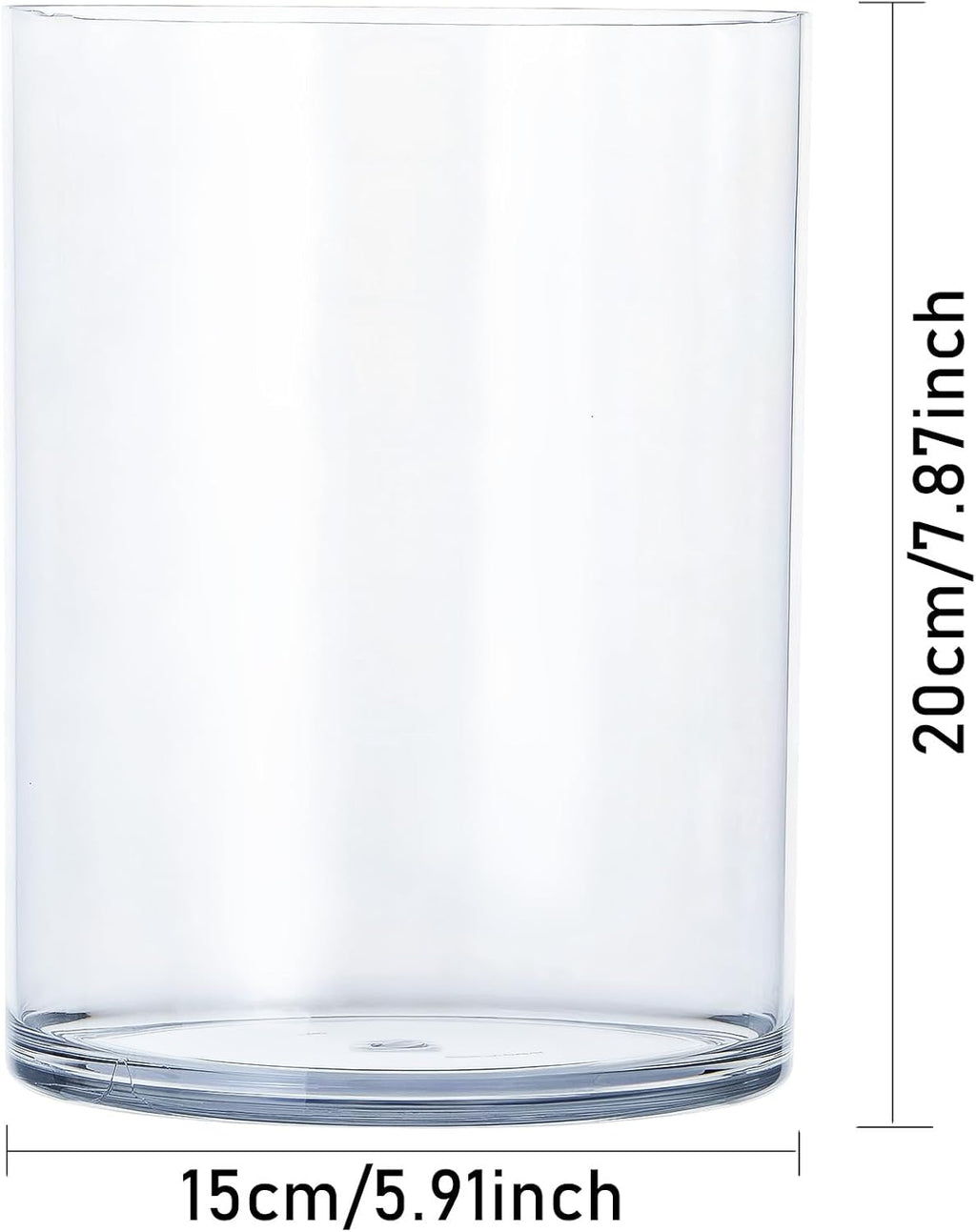 Clear Acrylic Flower Vase Centerpiece，Acrylic Cylinder Vase Decorative Wide Mouth for Flower, Plastic Flower Vases for Home，Office，Wedding Party,5.9x7.9in